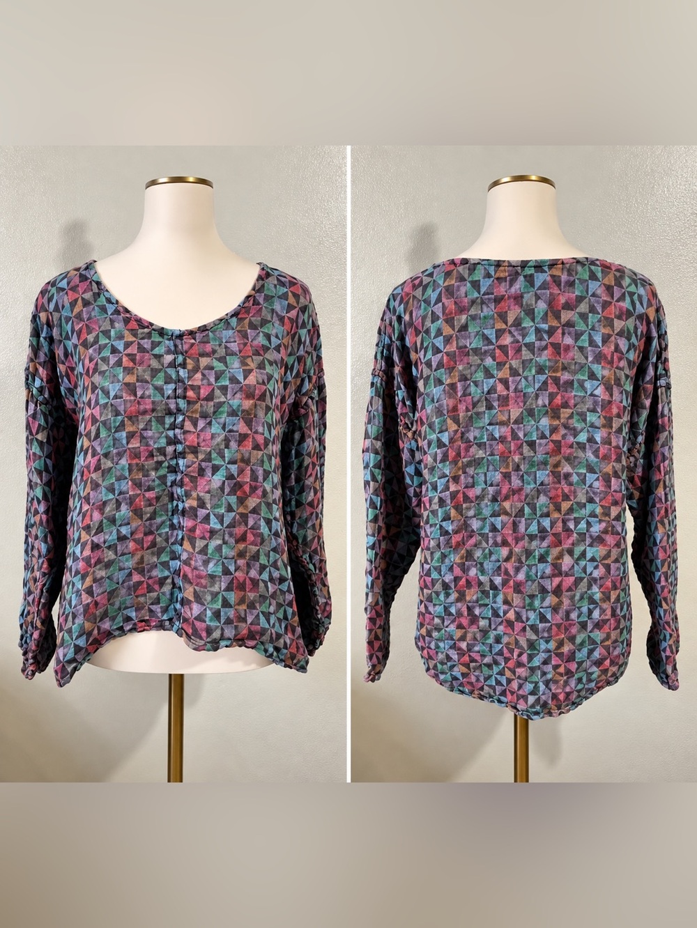 FLAX Scandinavian Linen Lagenlook Top Avant Garde Gallery High Low Modern Blouse